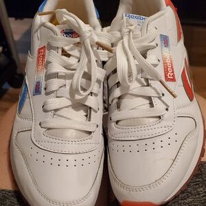 Reebok Kids White Sneakers with Red and Blue Highlights